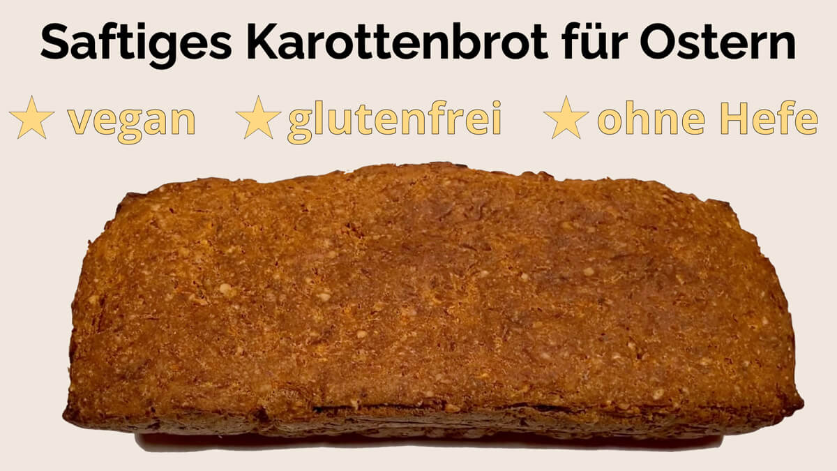 Präventiv-Apothekerin Fanny Patzschke zeigt dir ein veganes, glutenfreies Rezept für ein saftiges, einfaches Karottenbrot - nicht nur zu Ostern perfekt zum Backen.