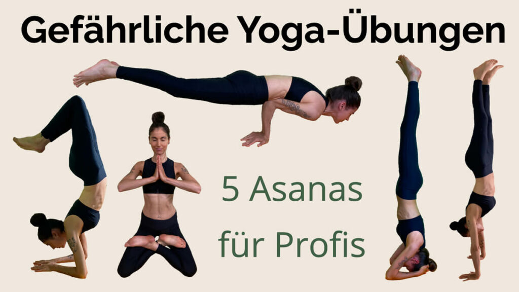 Präventiv-Apothekerin Fanny Patzschke zeigt 5 herausfordernde Yoga Übungen für Fortgeschrittene: Kopfstand, Handstand, Skorpion, Berg, Pfau.