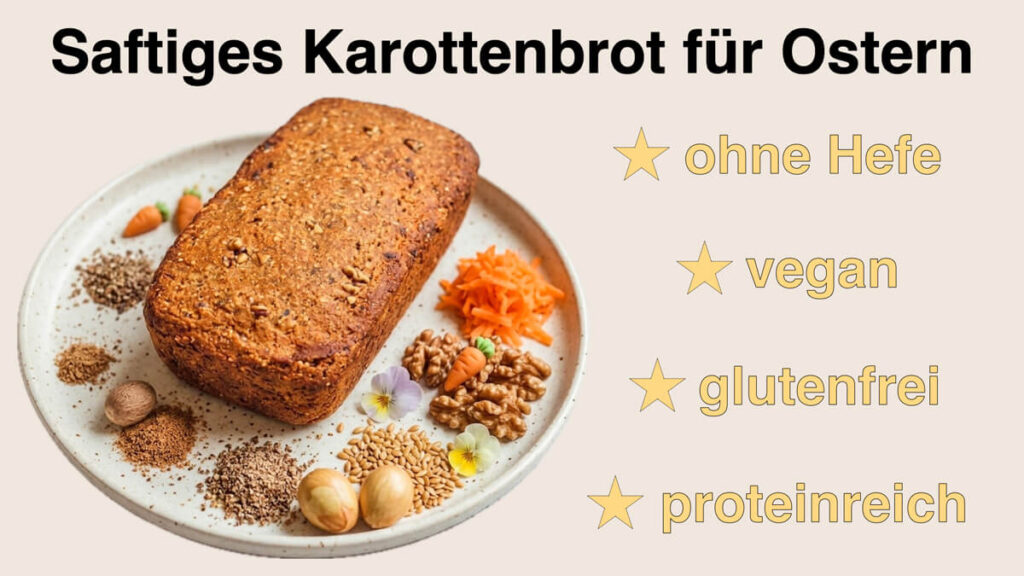 veganes, glutenfreies Rezept für saftiges, einfaches Karottenbrot von Apothekerin und Ernährungsberaterin Fanny Patzschke