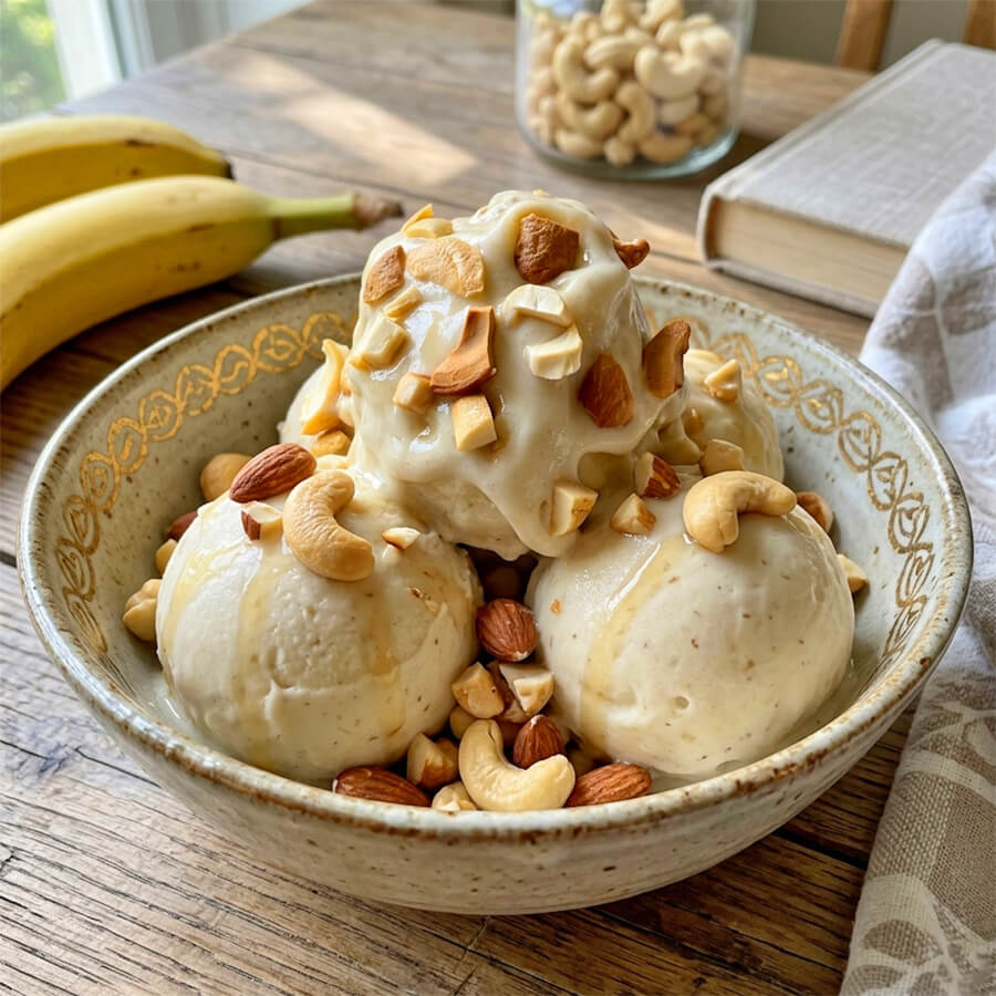 Cashew-Nicecream: gesundes, veganes Eis ohne Zucker mit Cashews ohne Eismaschine