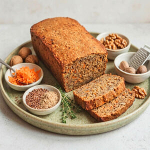 saftiges, veganes, glutenfreies Karottenbrot ohne Hefe - Rezept für veganes Eiweißbrot