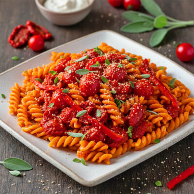 glutenfreie Pasta aus Hülsenfrüchten mit schneller, rohveganer Tomatensauce