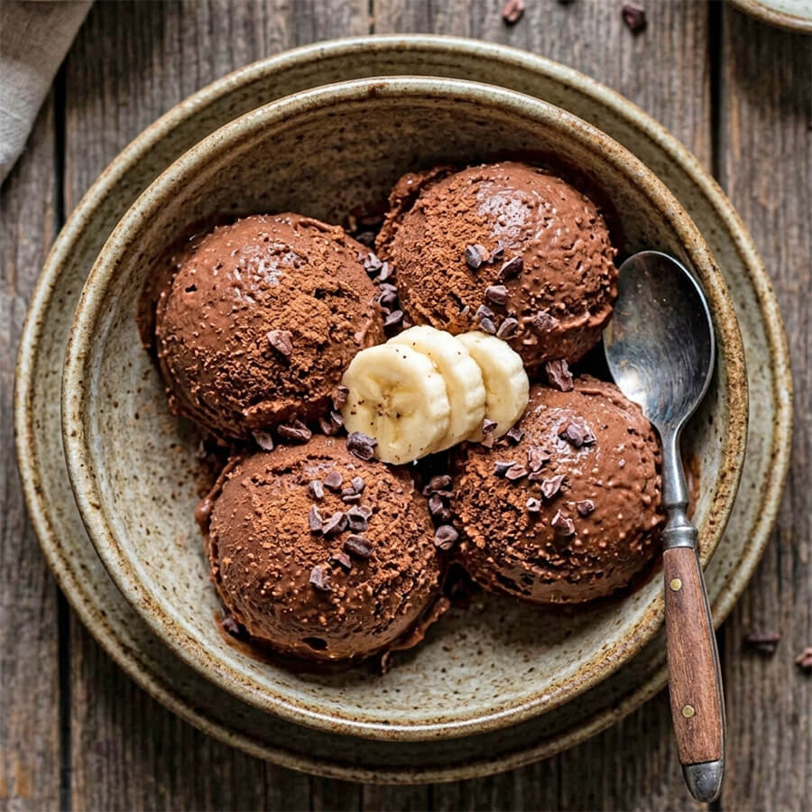 Schoko-Nicecream: gesundes Schokoladeneis ohne Zucker ohne Eismaschine