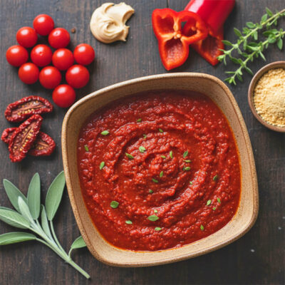 einfaches Rezept für schnelle, vegane Tomatensauce - in 5 Minuten fertig