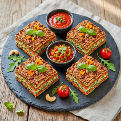 vegane glutenfreie Low Carb Lasagne - ballaststoffreiches Rohkost-Rezept