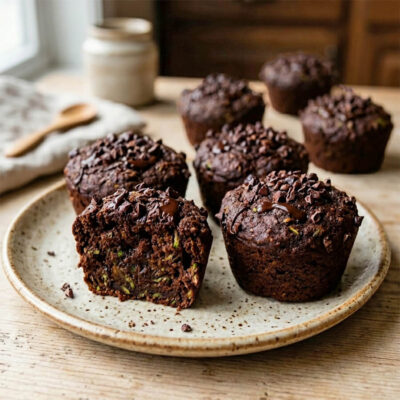 einfache saftige Schokomuffins ohne Zucker, vegan, glutenfrei und mit gesunder Geheimzutat