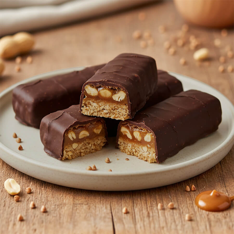 Rezept für Snickers-Riegel gesund, vegan, glutenfrei, zuckerfrei