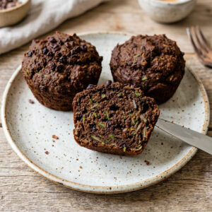 zuckerfreie, glutenfreie, vegane Schokomuffins sind super saftig dank besonderer Geheimzutat