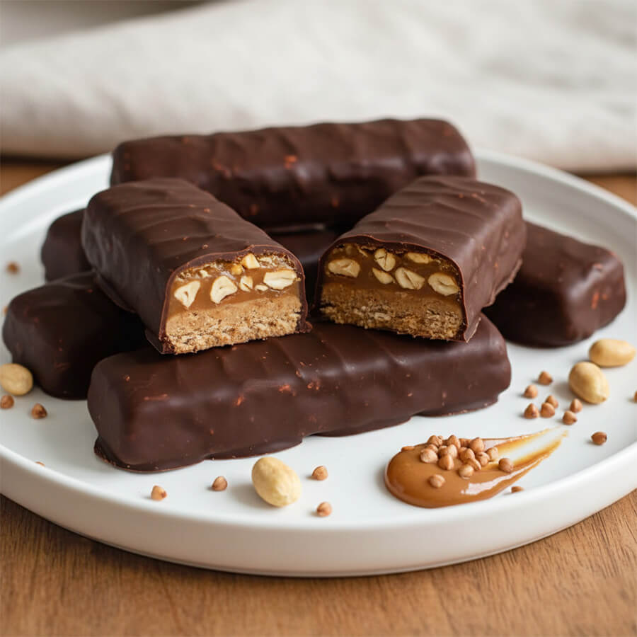 Rezept für Snickers gesund, vegan, glutenfrei, zuckerfrei