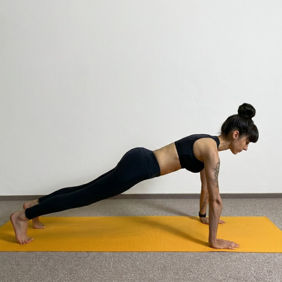 Yoga-Asanas: Apothekerin und Yogalehrerin Fanny Patzschke zeigt Chaturanga Dandasana den Stütz